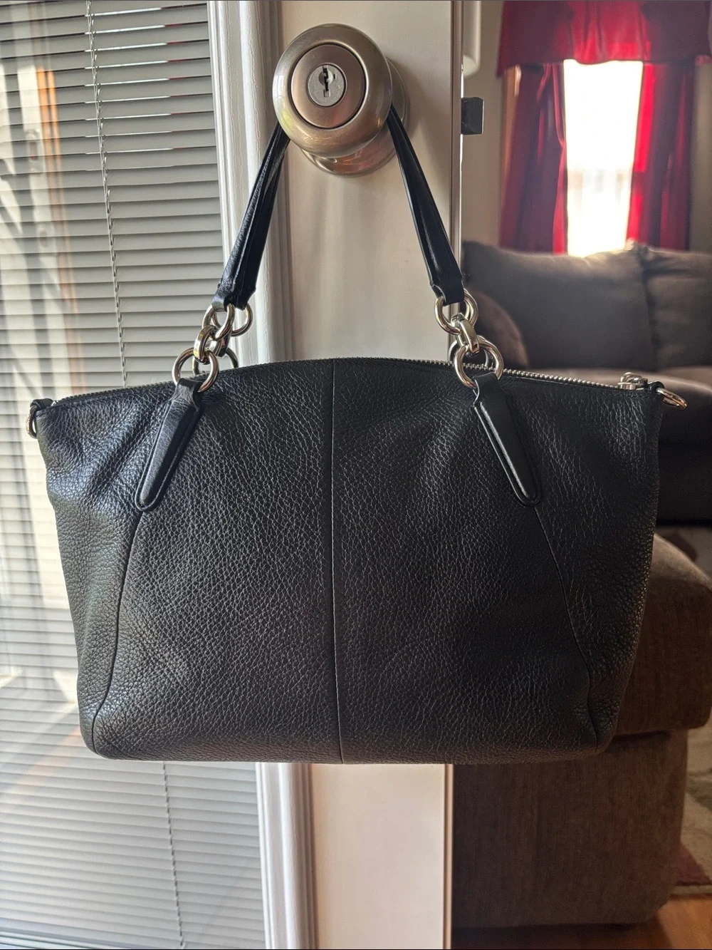 Coach Kelsey Black Pebbled Leather Satchel - Picture 3 of 7